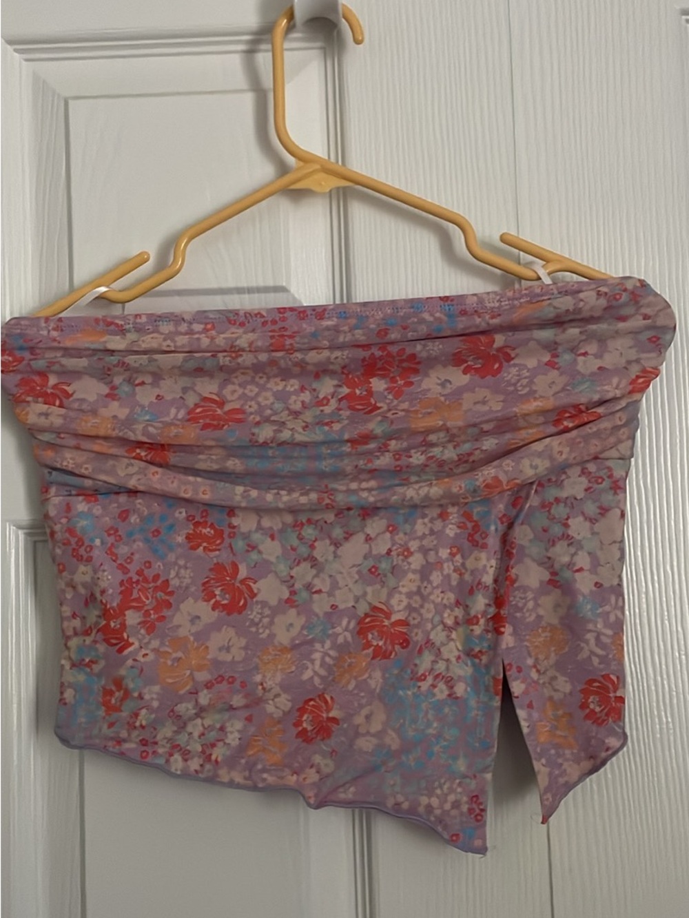 Floral Lavender Mini Skirt with Gathered Waist